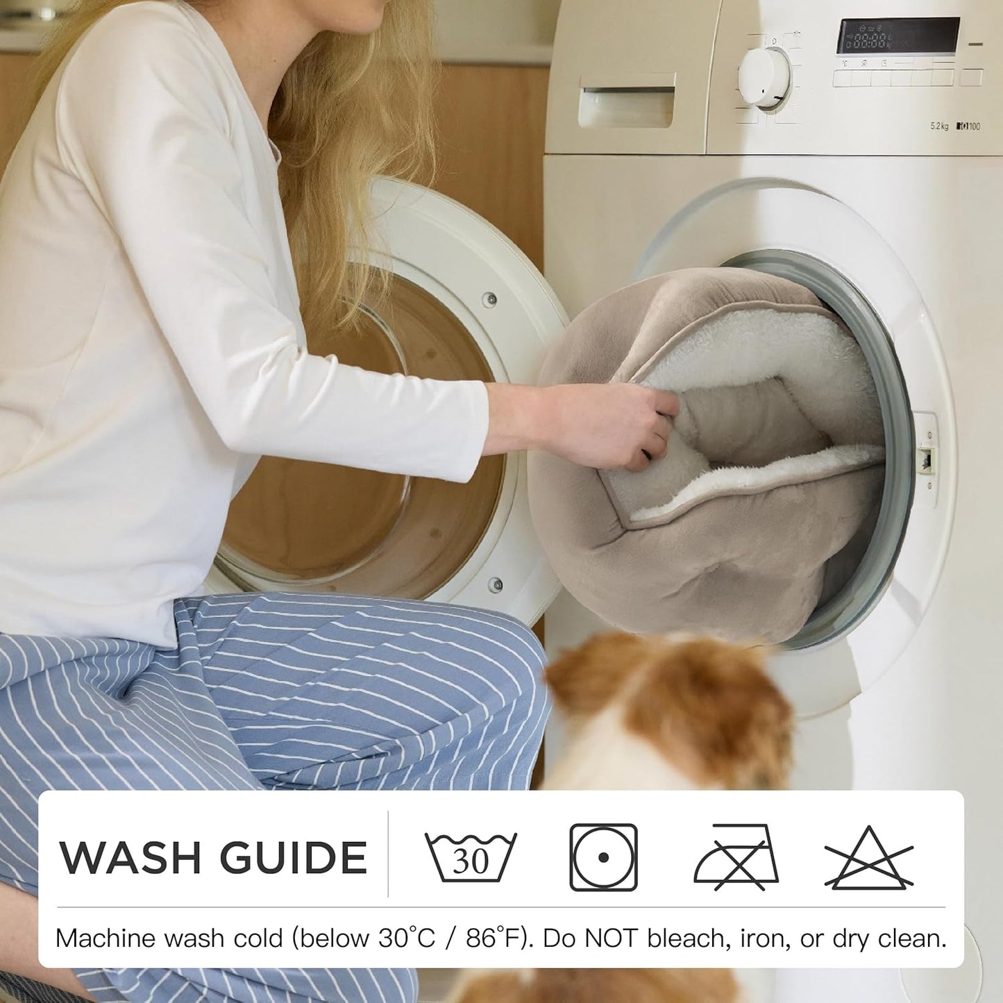 Small Dog Bed for Small Dogs Washable - round Cat Beds for Indoor Cats, round Pet Bed for Puppy and Kitten with Slip-Resistant Bottom, 20 Inches