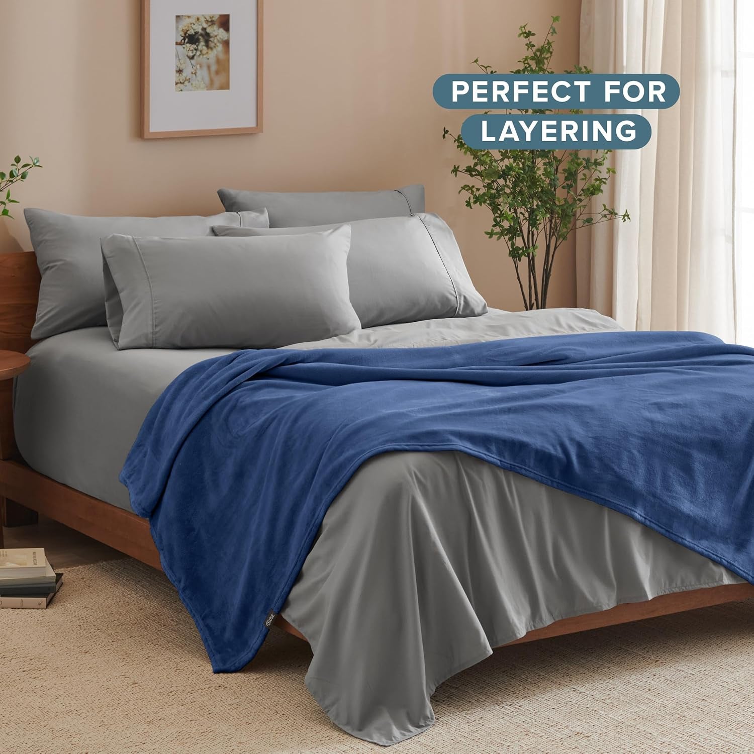 Microplush Fleece Blanket - King Blanket - Dark Blue - Lightweight Soft Blanket for Bed, Sofa, Couch, Camping, and Travel - Ultra Soft Warm Blanket (King, Dark Blue)